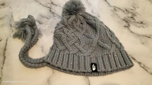 The North Face Bobble Hat Chunky Knit Grey White Knitted Pom - Picture 1 of 5