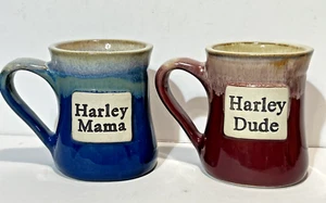 Harley Dude & Harley Mama Large Mugs Pottery - Picture 1 of 8