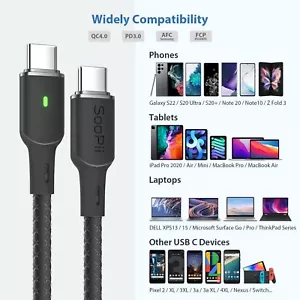 SOOPII 2 Pack PD USB C to USB C Cable 100W Type C Cable with Smart LED Indicator - Picture 1 of 12