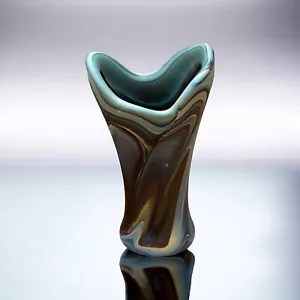 Vtg Design Vase in Multicolor Sandblasted Glass ~ Signed R. Joud ~ Made in Italy - Picture 1 of 10