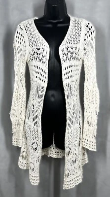 Cárdigan Mossimo Crocheted Frente Abierto Off-White TALLA L/G GRANDE (Funciona Pequeño) Foto 1 de 4