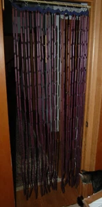 Vintage Beaded Wood Door Way Curtain Entry Purple Wood Hanging Hippie Boho Chunk - Picture 1 of 10