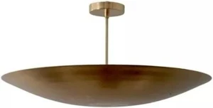 Mid Century Modern Raw Brass 3-Light Flush Mount Ceiling Pendant Chandelier - Picture 1 of 5