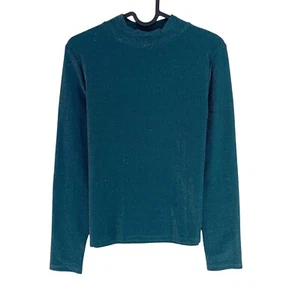 Mango Mng Mujer Verde Cuello Alto Manga Larga Blusa Talla L - Imagen 1 de 10