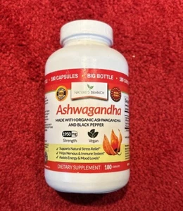 Bio Ashwagandha mit schwarzem Pfeffer 1950 mg 180 Kapseln Ablaufdatum 7/25 - Bild 1 von 3