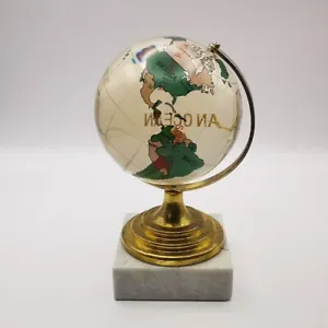 Earth Globe Figure Vintage Handmade Marble & Glass Desktop Decor Organizer 915g - Picture 1 of 6