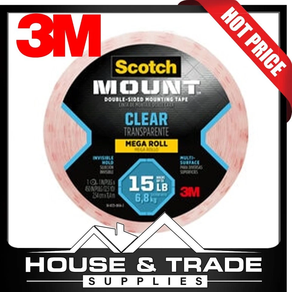Scotch-Mount Clear Double-Sided Mounting Tape 2.54CM x 11.4M 70009125140 - image 1 of 2