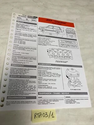 Fiche technique automobile Jepp Cherokee turbo diesel moteur J8S édition 91 - Photo 1/2