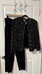 R&K Evening Women’s Size 18 Holiday Festive Velvet Ensemble Blazer Top Pants - Picture 1 of 23