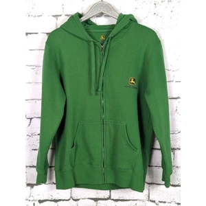 Chaqueta polar con cremallera completa verde John Deere con capucha bolsillos suave acogedora mediana - Imagen 1 de 6