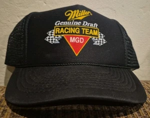 Vintage Miller Genuine Draft MGD Racing Team Black Snapback Hat M3 - Picture 1 of 5
