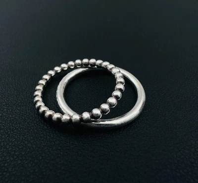 JUEGO DE 2 - Auténtico. Anillos Pandora ALE 925 de plata de ley lisos y con cuentas 8 (57) Foto 1 de 4