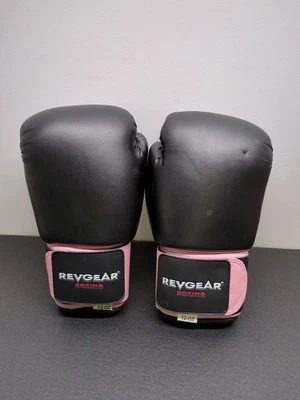 Revgear Boxing Gloves 12oz Black/Pink for Training Bag Mitt Work Men Woman Uses - Image 1 of 4