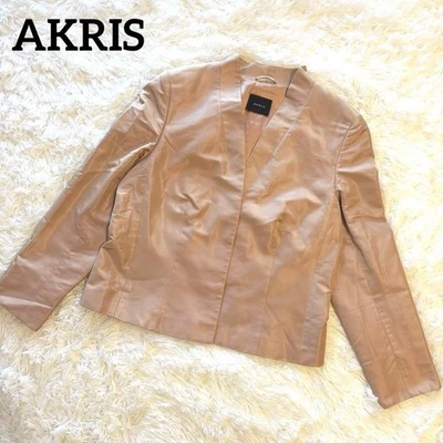 AKRIS Pink Silk No Collar Jacket LL Size Shiny Silk - Image 1 of 4