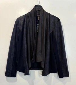 NWT Style & Co Womens Faux Leather Drape Open Front Jacket Size Large (M) - Picture 1 of 5