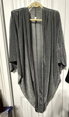 Cárdigan Vintage Años 80 Climax Por David Howard Plateado Encogido de hombros Noche Fiesta Chaqueta Foto 1 de 4