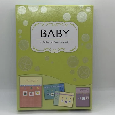 Expressions Greetings Bebé Tarjetas En Caja Set 10 Repujado Recién Llegada Niña Niño Foto 1 de 4