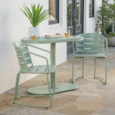Porto Outdoor 3 Piece Crackle Finished Iron Bistro Set - Image 1 of 4