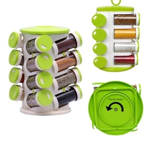 16 Bottles Jar Rotating Kitchen Spices Herbs Seasoning Rack Holder Organizer New - Picture 1 of 3