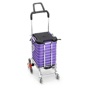 Foldable Shopping Cart Trolley Basket Luggage Grocery Portable Aluminum w/Wheel - Picture 1 of 11