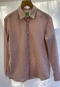 Hugo Boss Green Label Men Casual Shirt Slim Fit Striped Cotton size Large - Picture 1 of 12