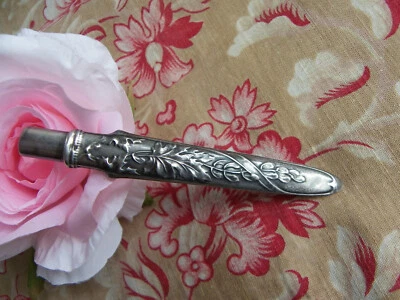 ANCIEN ÉTUI À CRAYON EN ARGENT MASSIF - DÉCOR ART NOUVEAU - Photo 1/4