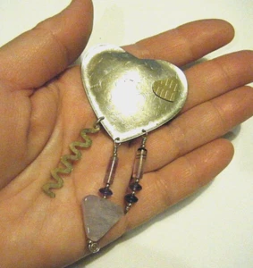 Prendedor de corazón grande de plata esterlina estilo Memphis Barbara Sucherman de colección de los 80 - Imagen 1 de 6