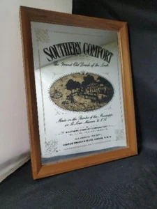 Vtg Southern Comfort Whiskey Mirror Ad Sign England Man Cave Decor 13x10 Framed - Picture 1 of 5