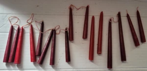 Lot of 16 Small Taper Candles 4 Inch to 6 Inch Length Fall Colors Red Deep Red - Picture 1 of 8