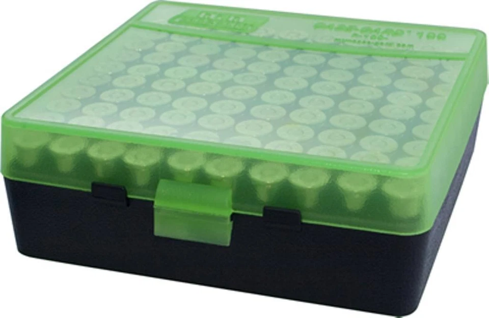 MTM Case-Gard Handgun Ammunition Ammo Storage Box 100 Round P-100-9 Green Black - Image 1 of 1