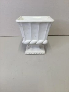 Vintage Milk Glass Square Pedestal Urn Flower Pot - Picture 1 of 1