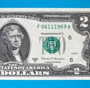 June 11, 1969 / 6 November 1969 (F 06111969 A) BIRTHDAY $2 Two Dollar Bill *UNC* - Picture 1 of 4
