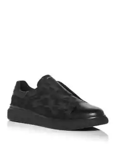 KARL LAGERFELD PARIS LFOS9018 CAMO LEATHER BLACK MEN SNEAKERS SIZE 10M NIB - Picture 1 of 5
