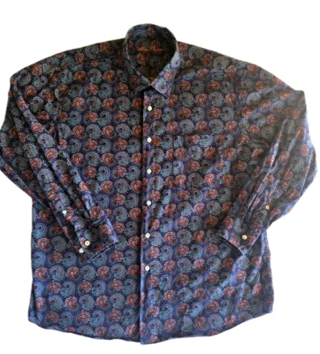 Camisa Alan River Para Hombres XL Algodón Cachemira Colorida Manga Larga Abotonada Informal Foto 1 de 4