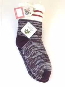 Calcetines de cabina MUK LUKS Jojoba con infusión de imitación forro de piel de oveja púrpura gris jaspeado S/M - Imagen 1 de 4