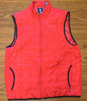 Chaps Mens Large Red Puffer Vest Polyester Sleeveless Fiery Red - Image 1 of 4