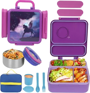 Bento Box Kids & Adults, Insulated Leak-Proof Lunch Box with Insulated Food Jar - Picture 1 of 12