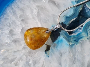Geschenkset: Rutilquarzanhänger + Silberkette (G65) - Picture 1 of 4