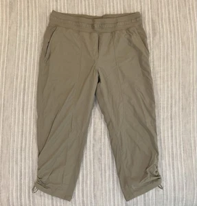 Lululemon Beyond The Studio Crop Pants Womens 14 Elastic *No Drawstring* Khaki - Picture 1 of 9
