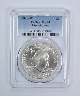 1990-W Eisenhower Commemorative Dollar MS70 PCGS Blue Label - Image 1 of 4
