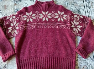 Vintage American Eagle Fair Isle Sweater 90s Y2K Nordic Wool Women's Large Red - Picture 1 of 12