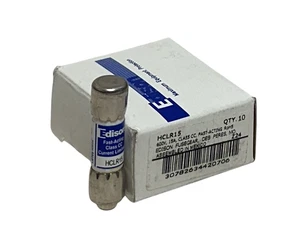 10 EATON EDISON HCLR15 CLASS CC FAST-ACTING FUSES 600VAC 15A HCLR SERIES NSMP - Picture 1 of 4