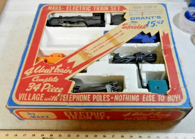 Juego Tren Eléctrico Marx 4338 4 Ruedas Plástico Coches Motor 490, Funciona, En Caja (C) Foto 1 de 4