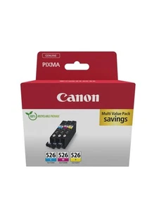 Canon CLI-526 C M Y Pack of 3 cartridges (Cyan Magenta Yellow) Genuine (Recycled - Afbeelding 1 van 6