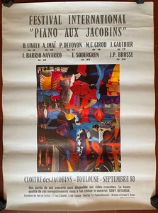 Affiche FESTIVAL INTERNATIONAL PIANO AUX JACOBINS Lively Devoyon 62x84cm 1980 - Picture 1 of 1