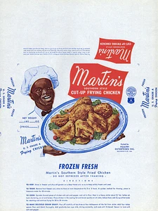 FROZEN FRESH CHICKEN WRAPPER Vintage Original 1950's Martin's Chef Cut-Up NOS - Picture 1 of 1