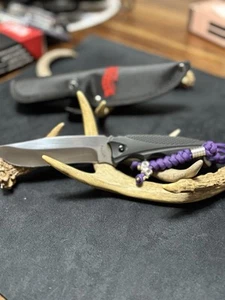Frost Cutlery 8.5 Full Tang Fixed Blade Knife With Sheath/Custom Purple Lanyard - Picture 1 of 2