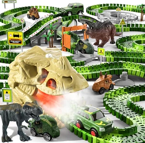 249 PCS Dinosaur Toys Race Car Track, Toys for Kids Toddler Boys Ages 2-4 3-5 4- - Picture 1 of 5
