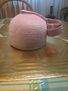Pink Woven Crystal Encrusted Bow Hat - Picture 1 of 3