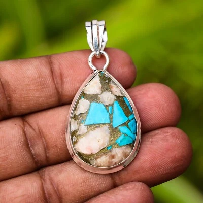 Colgante Multi Turquesa Cobre 925 Chapado en Plata Cobre Turquesa Foto 1 de 4